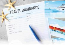 Embedding insurance into events to protect value and confidence Pen on a paper, the paper is form for travel insurance, there two decorative star fishes on the paper and there is a image of cruises behind the paper.